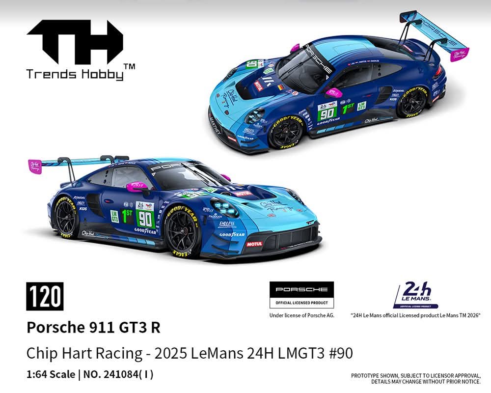 Trends Hobby 1:64 Porsche 911 GT3 R - LeMans 24H 2025 #90