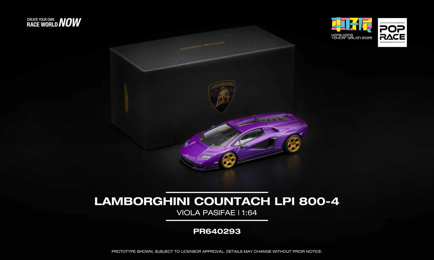 Pop Race 1/64 Lamborghini Countach LPI 800-4 Special Edition in Shimmery Viola Pasifae Hong Kong Toycar Salon 2025