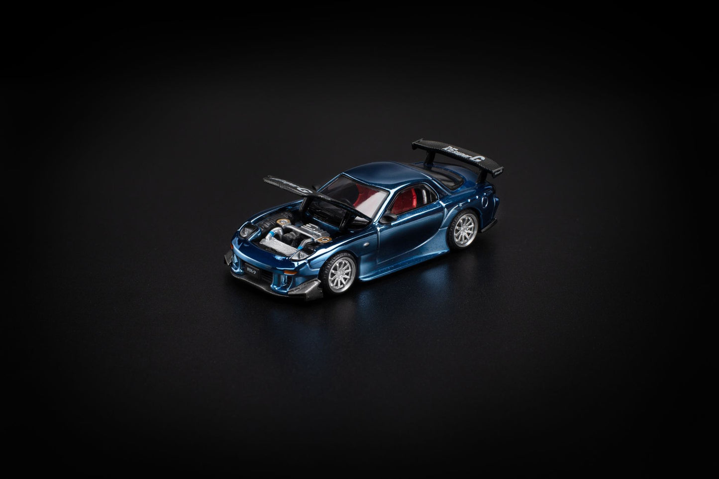 Pop Race 1:64 Mazda RX7 RE-Amemiya Widebody - Blue Chrome