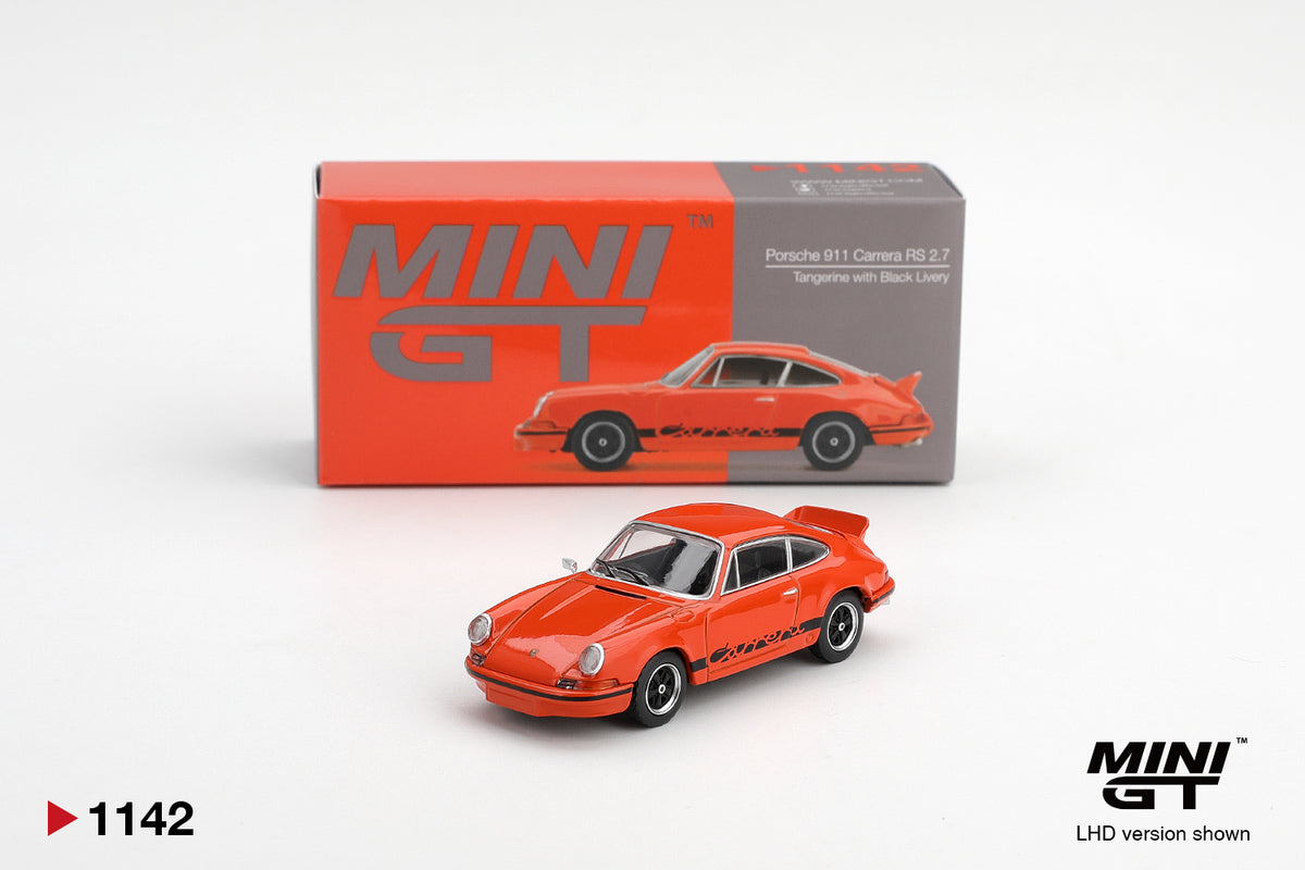 Mini GT 1:64 Porsche 911 Carrera RS 2.7 - Tangerine with Black Livery