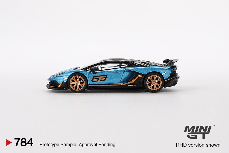 Mini GT 1:64 Lamborghini Aventador SVJ 63 Blu Aegir