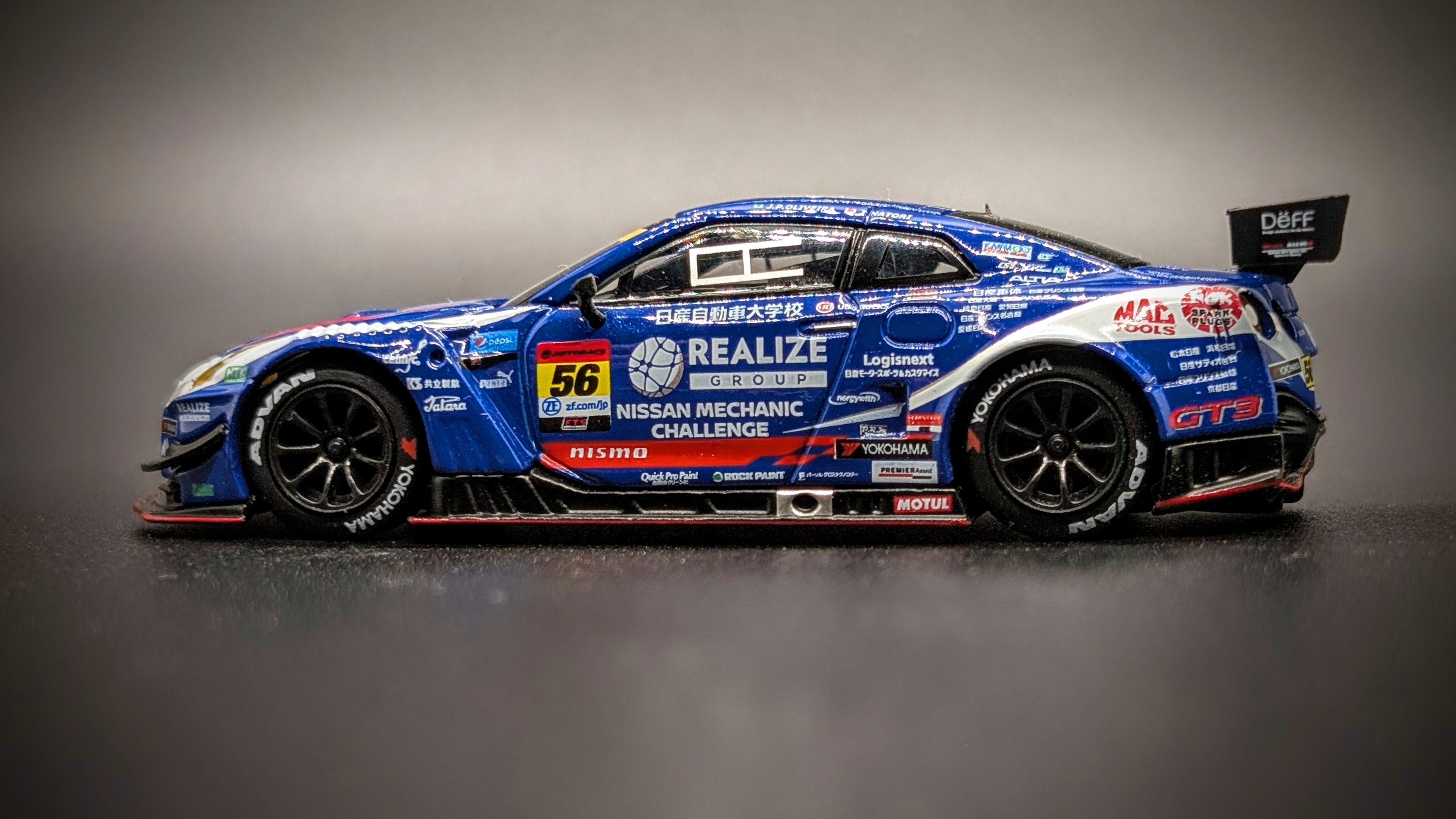 SPEED64 - MINIGT 1:64 Nissan GT-R NISMO GT3 #56 ” REALIZE NISSAN MECHANIC CHALLENGE GT-R” KONDO RACING 2023 SUPER GT SERIES - Side Profile