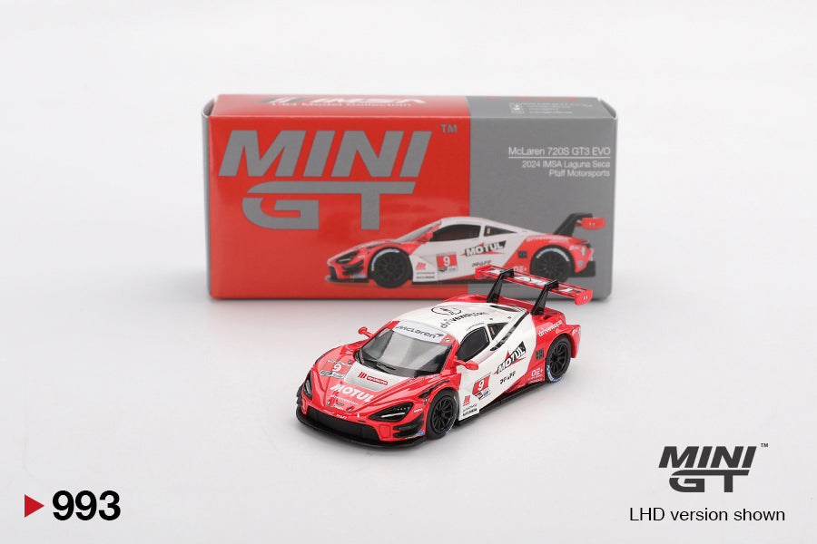 Mini GT 1:64 McLaren 720S GT3 Evo Pfaff Motorsports 2024 IMSA Laguna Seca