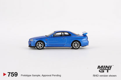 Mini GT 1:64 Nissan Skyline GT-R (R34) V-Spec Bayside Blue