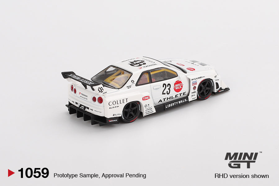 Mini-GT 1:64 Nissan LB-ER34 Super Silhouette ATHLETE/COLLET - White
