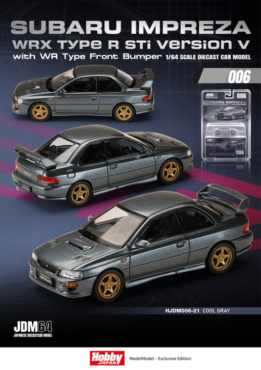 Hobby Japan JDM64 1:64 Subaru Impreza WRX type R Sti Version with WR Type Front Bumper - Cool Grey