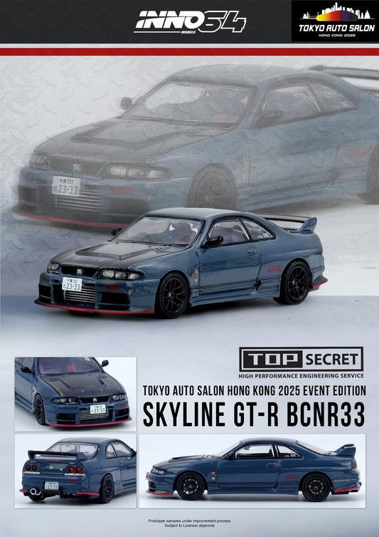 INNO64 1:64 Nissan Top Secret Skyline GTR BCNR33 AND GTR R35 Set Tokyo Auto Salon Hong Kong 2025