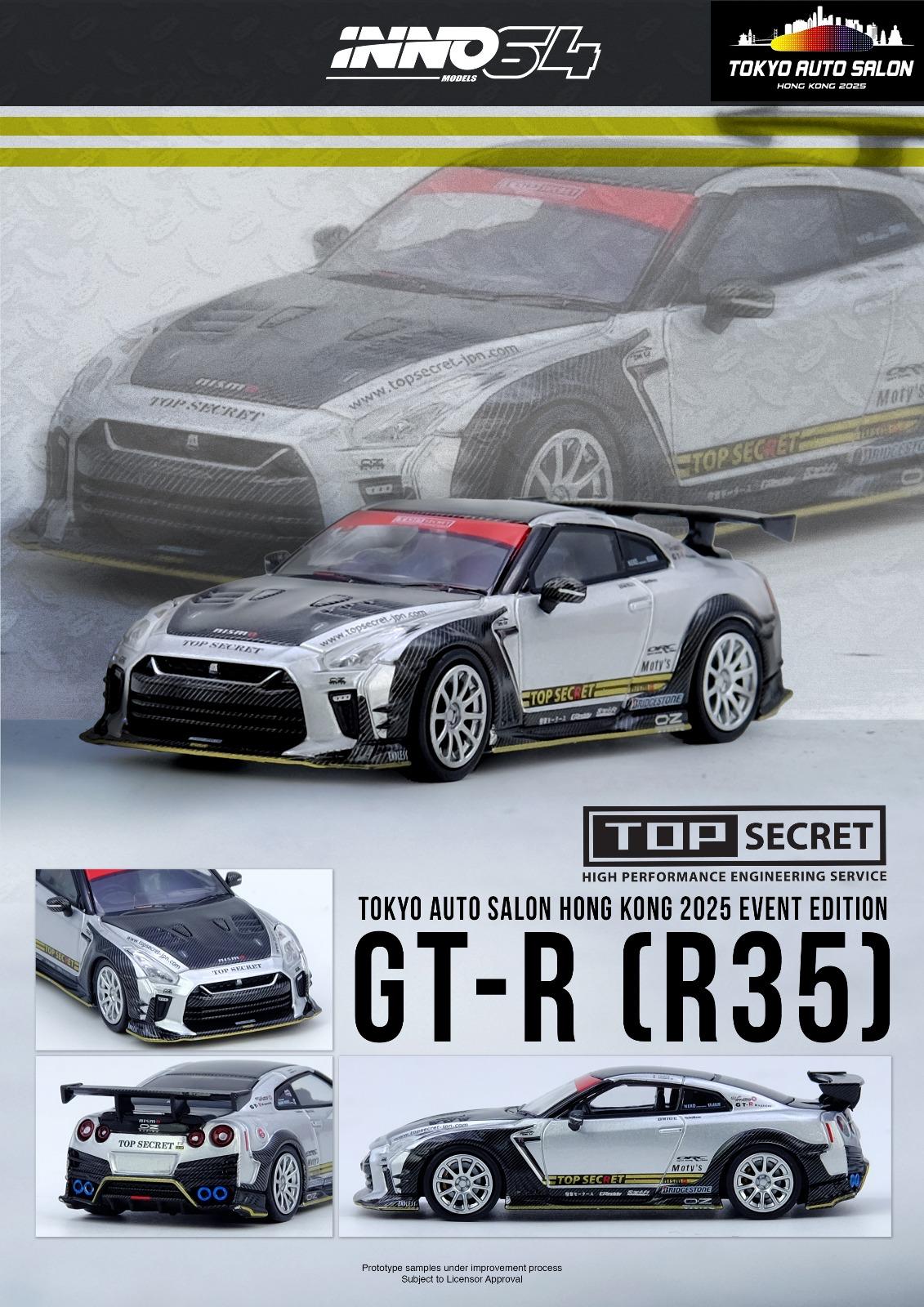 INNO64 1:64 Nissan Top Secret Skyline GTR BCNR33 AND GTR R35 Set Tokyo Auto Salon Hong Kong 2025
