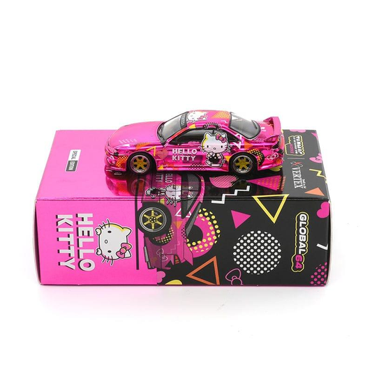 Tarmac Works 1:64 VERTEX Nissan Silvia (S14) Hello Kitty CLDC/APAxpo 2025 Event Model - Pink Chrome