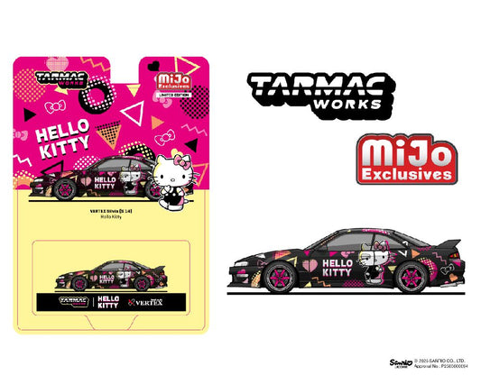 Tarmac Works 1:64 Vertex Nissan Silvia S14 Hello Kitty Special Limited Edition - Black Chrome - Mijo Exclusive