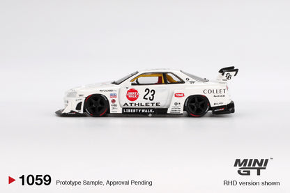 Mini-GT 1:64 Nissan LB-ER34 Super Silhouette ATHLETE/COLLET - White