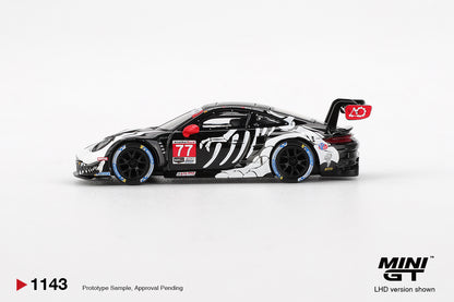 (LIMIT 2) Mini GT 1:64 Porsche 911 GT3 R #77 AO Racing 2025 IMSA Petit Le Mans "Skelly Rexy"