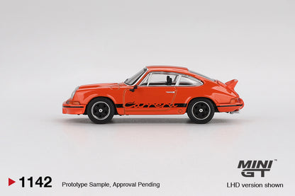 Mini GT 1:64 Porsche 911 Carrera RS 2.7 - Tangerine with Black Livery
