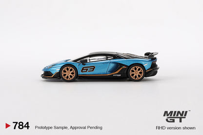 Mini GT 1:64 Lamborghini Aventador SVJ 63 - Blu Aegir