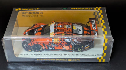 Spark 1:43 Porsche 911 GT3 R (992) No.911 Absolute Racing 4th FIA GT World Cup Macau 2024